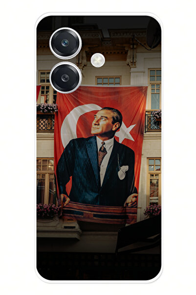 TechTree حافظة سيليكون متوافقة مع هاتف OPPO A3 بتفاصيل علم كبير أتاتورك مطبوع