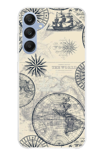 TechTree حافظة سيليكون متوافقة مع هاتف سامسونج جالاكسي A25 تحمل خريطة العالم ...