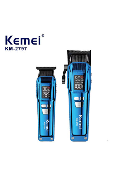 Kemei ماكينة تشذيب شعر لاسلكية للرجال، ماكينة تشذيب لحية احترافية، قص شعر الح...