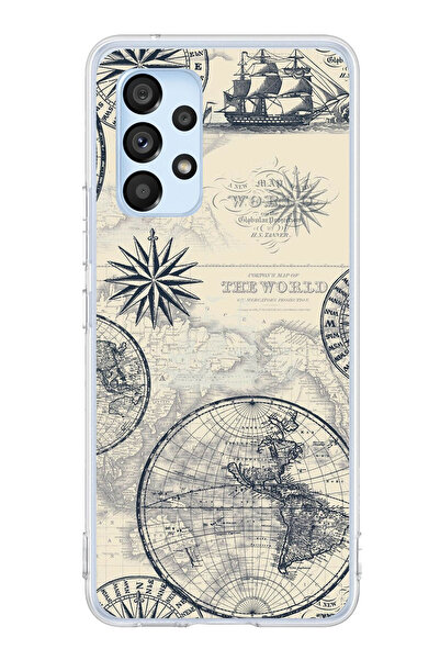 TechTree حافظة سيليكون متوافقة مع هاتف سامسونج جالاكسي A53 وخرائط العالم القد...