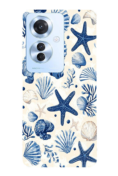 TechTree حافظة سيليكون مطبوع متوافقة مع هاتف OPPO Reno 11F بنمط صدفة البحر ال...