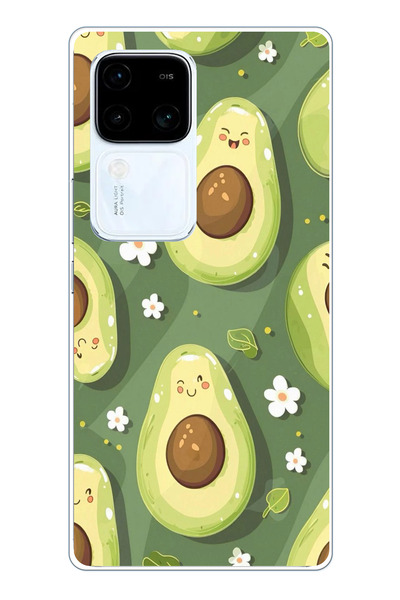 TechTree حافظة سيليكون متوافقة مع هاتف Vivo V30 باللون الأخضر اللطيف والأفوكا...