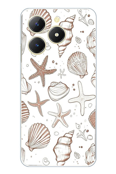 TechTree حافظة سيليكون مطبوع متوافقة مع هاتف Realme C61 باللون البني ونجم الب...