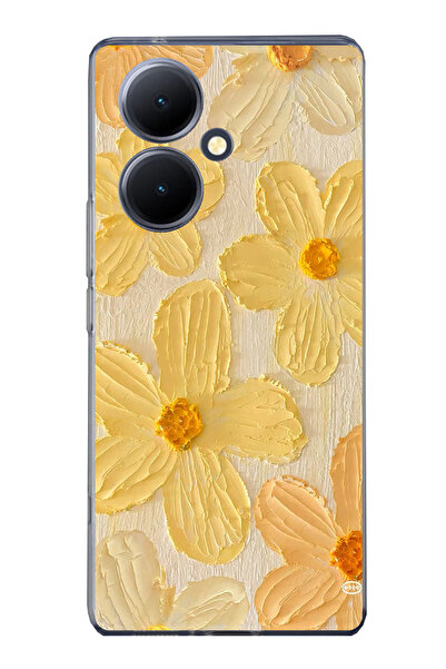 TechTree حافظة سيليكون متوافقة مع هاتف Vivo V29 Lite 5G بلمسة الشمس صفراء ديز...