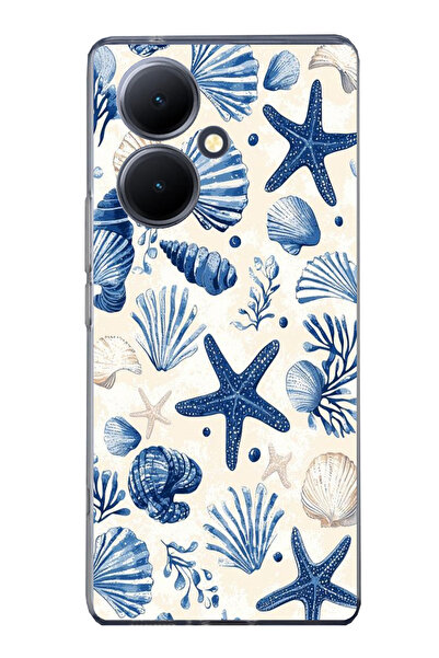 TechTree حافظة سيليكون مطبوع متوافقة مع هاتف Vivo V29 Lite 5G بنمط صدفة البحر...