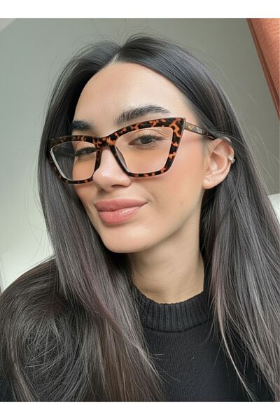 funeyes نظارات كليوباترا ليوبارد ذات نمط عين القطة المدببة للحماية من الضوء الأزرق |   متوافق بصريًا |   (متوسط - كبير الحجم)