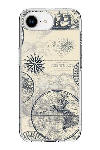 TechTree حافظة سيليكون متوافقة مع هاتف iPhone 16E تحتوي على خريطة العالم القد...