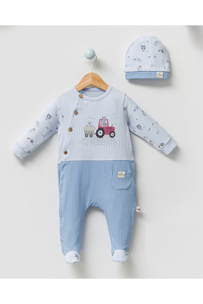 by bubbles Tractor Pattern Side Opening Jumpsuit