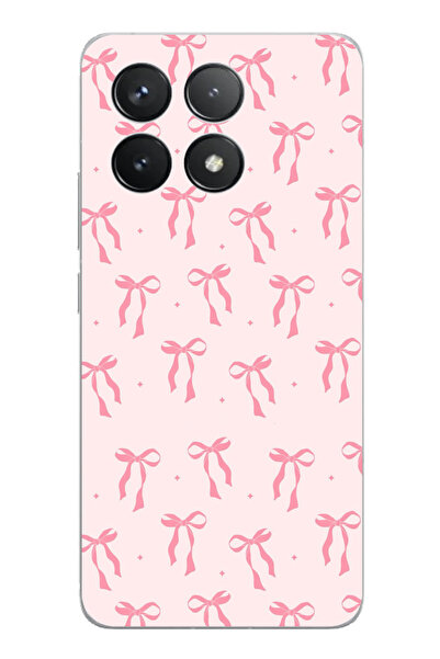 TechTree POCO F6 PRO Uyumlu Soft Pembe Fiyonk Desenli Baskılı Silikon Kılıf