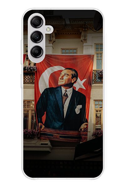 TechTree حافظة سيليكون متوافقة مع هاتف سامسونج جالاكسي A14 بتفاصيل العلم العم...