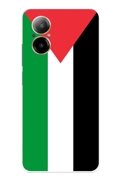 TechTree حافظة سيليكون متوافقة مع علم فلسطين مطبوع لهاتف Realme 12 Lite