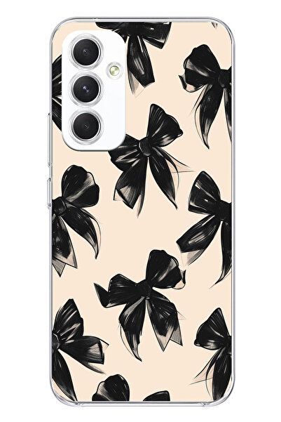 TechTree Samsung Galaxy A54 Compatible Black Bow Ribbon Printed Silicone Case