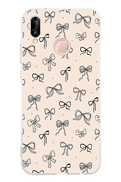 TechTree حافظة سيليكون متوافقة مع هاتف هواوي P20 لايت باللون الأسود ونمط فيون...