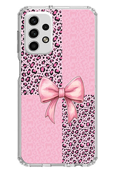 TechTree حافظة سيليكون متوافقة مع هاتف سامسونج جالاكسي A73 بنمط الفهد الوردي ...