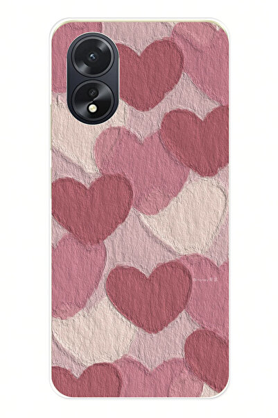 TechTree حافظة سيليكون متوافقة مع هاتف اوبو A38 بلون الوردي الباستيل والقلب ا...