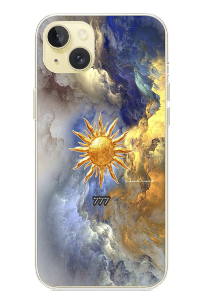 TechTree iPhone 15 Plus Compatible 777 Sun and Cloud Design Printed Silicone Case