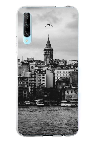 TechTree جراب سيليكون متوافق مع هاتف Huawei P Smart PRO مع مناظر برج غالاتا و...