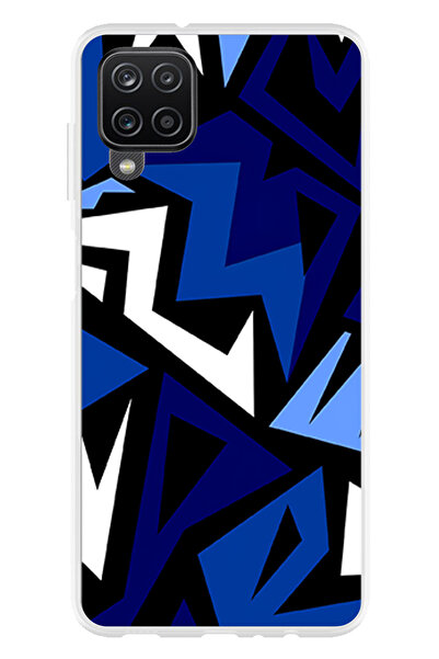 TechTree Samsung Galaxy A22-M22-M32 Compatible Modern Blue Geometric Mosaic Printed Silicone Case