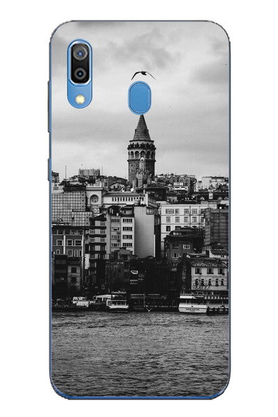 TechTree جراب سيليكون متوافق مع هاتف سامسونج جالاكسي A20-A30 مع مناظر برج غال...