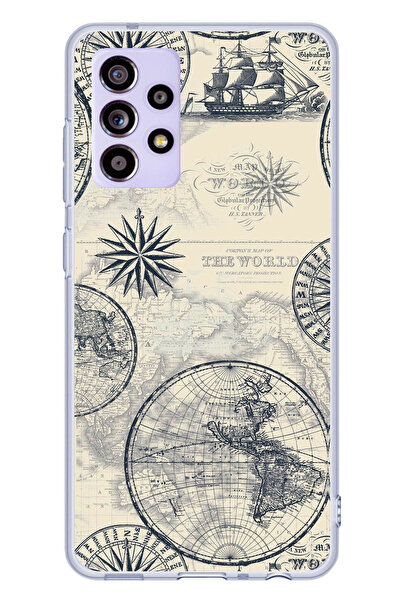 TechTree حافظة سيليكون متوافقة مع هاتف سامسونج جالاكسي A52-A52S، خريطة العالم...