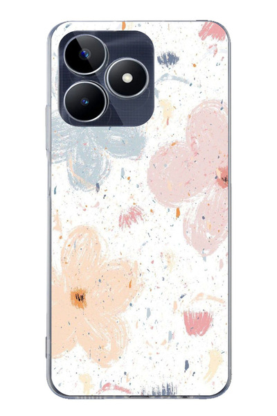 TechTree حافظة سيليكون مطبوع متوافقة مع هاتف Realme C53 بنمط زهور تجريدية باس...