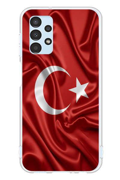 TechTree حافظة سيليكون متوافقة مع هاتف سامسونج جالاكسي A13 بعلم تركيا مطبوع