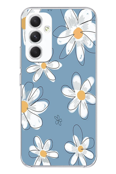 TechTree Samsung Galaxy A54 Compatible Blue Daisy Garden Printed Silicone Case