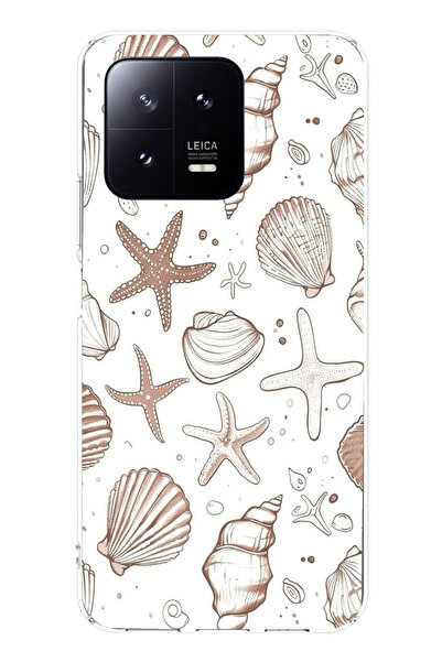 TechTree حافظة سيليكون مطبوع متوافقة مع هاتف Xiaomi Mi 13 باللون البني ونجم ا...