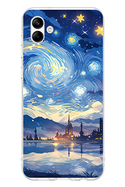 TechTree حافظة سيليكون متوافقة مع هاتف سامسونج جالاكسي A06 بتصميم السماء المر...