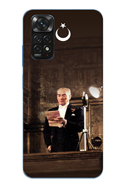 TechTree حافظة سيليكون متوافقة مع هاتف Redmi Note 11-11S من أتاتورك First Assembly Speech B مطبوع