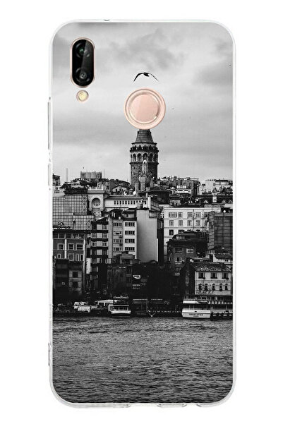 TechTree حافظة سيليكون متوافقة مع هاتف هواوي P20 لايت مع مناظر برج غالاتا وال...