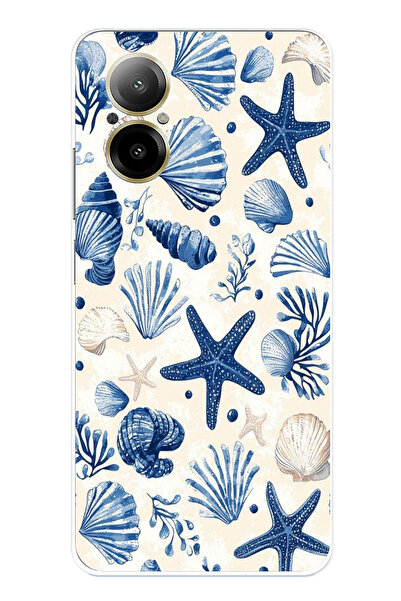 TechTree حافظة سيليكون مطبوع متوافقة مع هاتف Realme 12 Lite بنمط الصدف الأزرق...