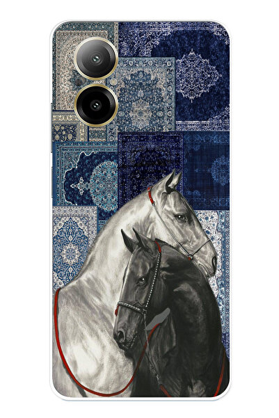 TechTree حافظة سيليكون متوافقة مع هاتف Realme 12 Lite بنمط السجاد الأزرق بالل...