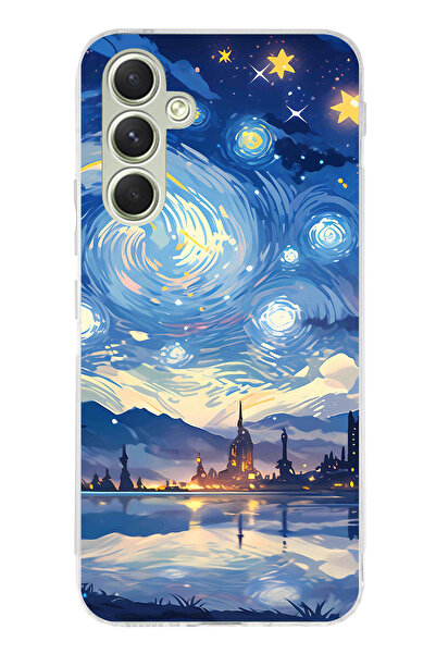 TechTree حافظة سيليكون متوافقة مع هاتف سامسونج جالاكسي A15 بتصميم السماء المر...