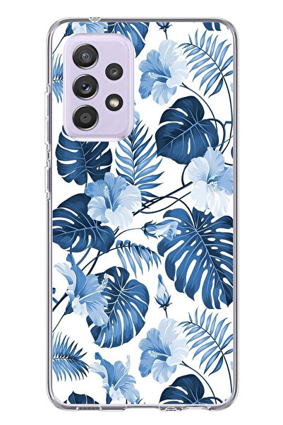 TechTree حافظة سيليكون مطبوع متوافقة مع هاتف سامسونج جالاكسي A72 بنمط أوراق ا...