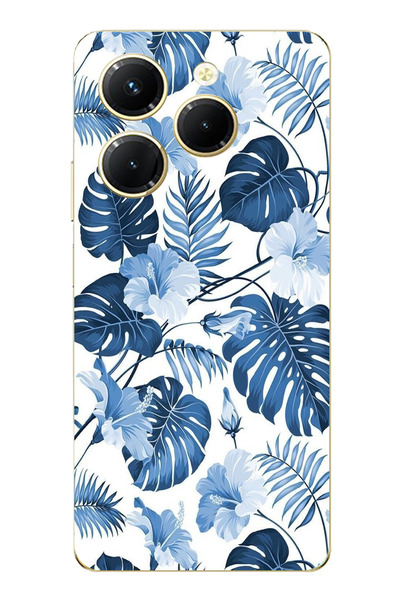 TechTree حافظة سيليكون مطبوع متوافقة مع هاتف Infinix Hot 40-40 PRO بنمط أوراق...