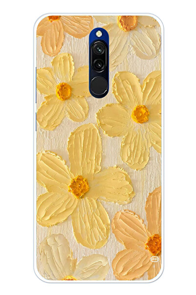 TechTree Redmi 8 Uyumlu Güneşin Dokunuşu Sarı Papatya Baskılı Silikon Kılıf
