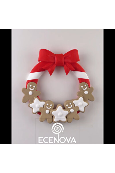 YILBAŞI SÜSÜ ECENOVA Kurabiye Temalı Yılbaşı Kapı Çelenk 3D Tasarım