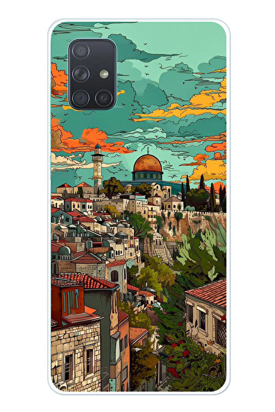 TechTree حافظة سيليكون متوافقة مع هاتف سامسونج جالاكسي A71 تحمل اسم فلسطين ال...