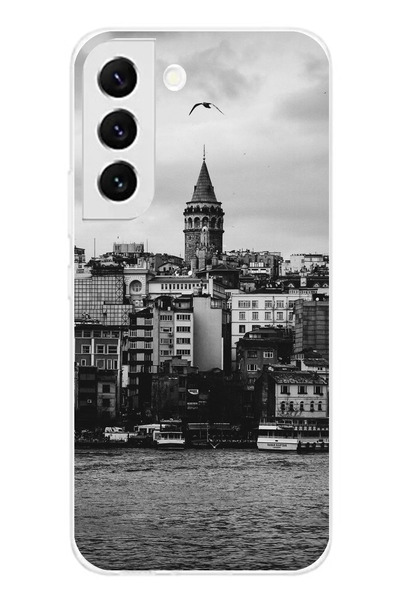 TechTree Samsung Galaxy S22 Compatible Printed Silicone Case with Galata Tower and Sea View