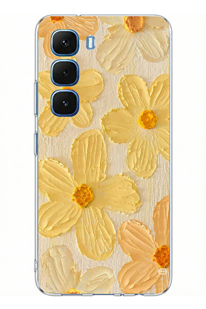 TechTree حافظة سيليكون متوافقة مع هاتف Infinix Hot 60-60i بلون أصفر ديزي مطبوع