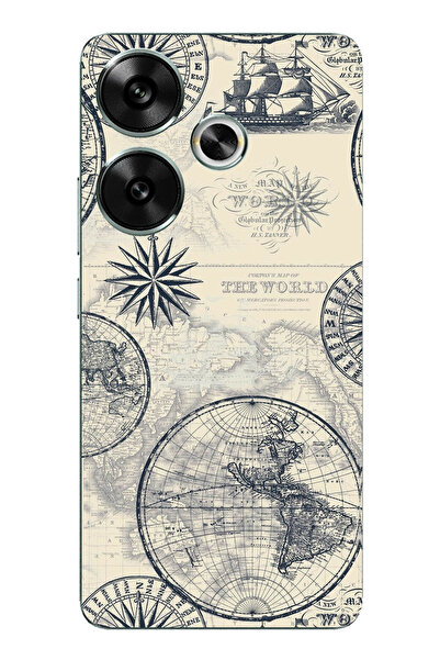 TechTree حافظة سيليكون متوافقة مع POCO F6 تحمل خريطة العالم القديمة والبوصلة ...