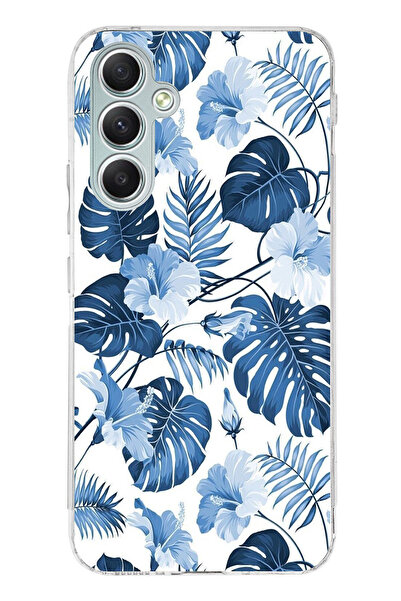 TechTree حافظة سيليكون مطبوع متوافقة مع هاتف سامسونج جالاكسي A34 بنمط أوراق ا...