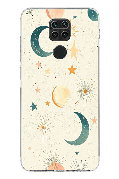 TechTree حافظة سيليكون متوافقة مع هاتف Redmi Note 9 ذات خلفية كريمية وقمر ونج...