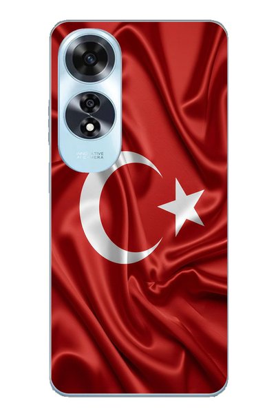 TechTree حافظة سيليكون متوافقة مع علم تركيا مطبوع لهاتف اوبو A60