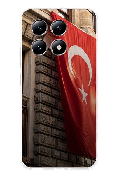 TechTree حافظة سيليكون متوافقة مع هاتف Xiaomi Mi 14T على شكل العلم التركي مطبوع
