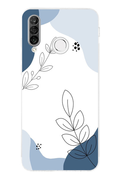 TechTree حافظة سيليكون متوافقة مع هاتف هواوي P30 لايت ذات أشكال هادئة زرقاء و...