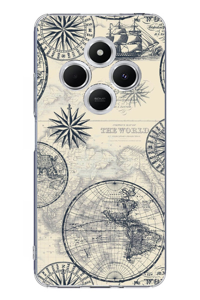 TechTree حافظة سيليكون متوافقة مع Redmi 14C تحتوي على خريطة العالم القديمة وا...