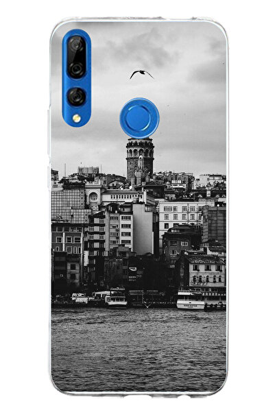 TechTree حافظة سيليكون متوافقة مع هاتف Honor 9X مع مناظر برج غالاتا والبحر مطبوع