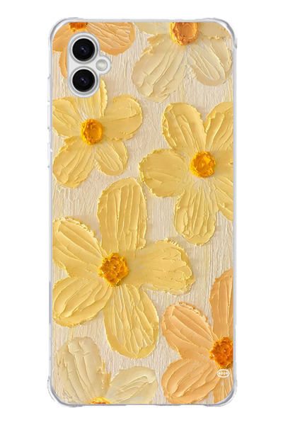 TechTree حافظة سيليكون متوافقة مع هاتف سامسونج جالاكسي A04 بلون أصفر ديزي مطبوع